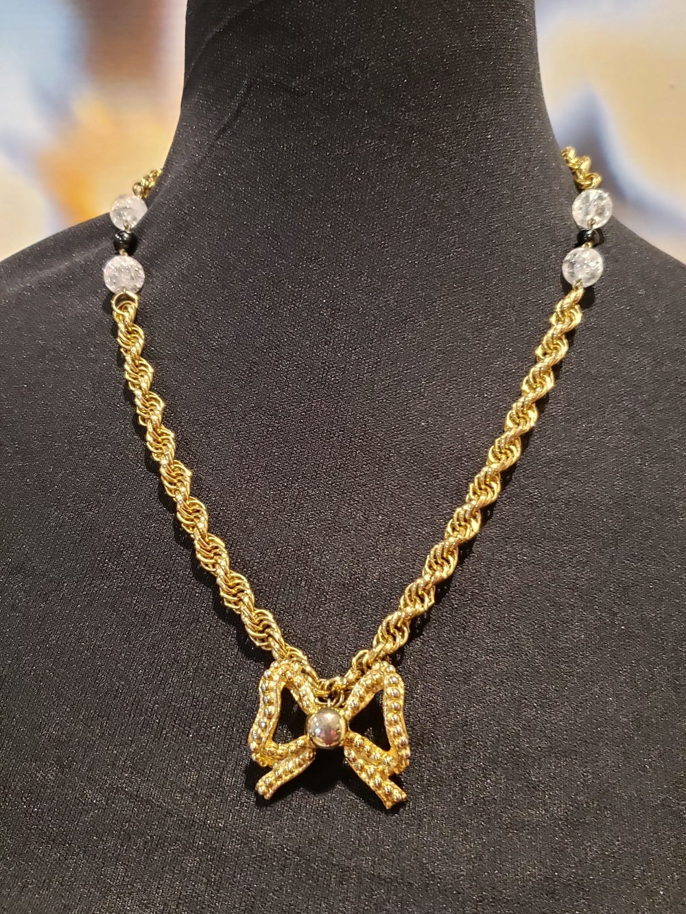 Bow Pendant Rope Chain Necklace